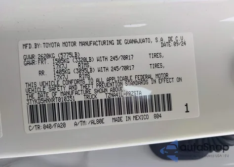 2024 Toyota Tacoma Sr 2Wd z USA, uszkodzony, nr VIN 3TYKD5HNXRT010351